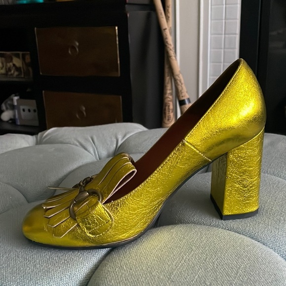 Jonak Story Yellow Metallic Block Heels - Picture 9 of 16
